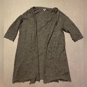 Eileen Fisher Lightweight Open Long Cardigan Black Size Large